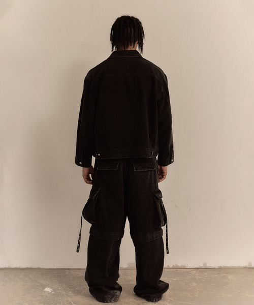 LIBERE（リベーレ）の「LIBERE リベーレ / WORK JACKET ワイドシルエットデニムワークジャケット / 251109（カバーオール・メンズ・ブラック・LARGE/MEDIUM/SMALL）」の3枚目の写真