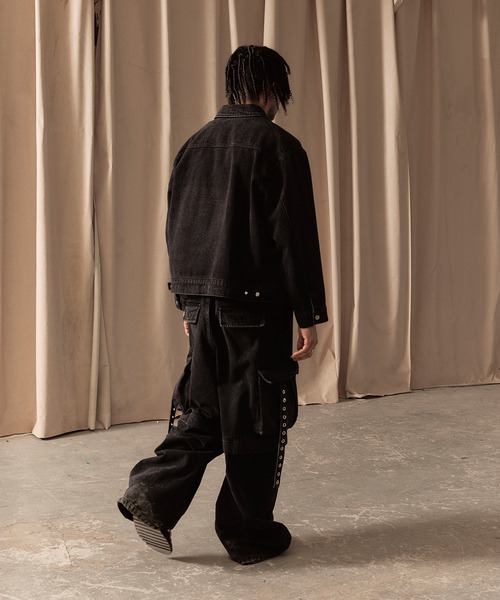 LIBERE（リベーレ）の「LIBERE リベーレ / WORK JACKET ワイドシルエットデニムワークジャケット / 251109（カバーオール・メンズ・ブラック・LARGE/MEDIUM/SMALL）」の8枚目の写真