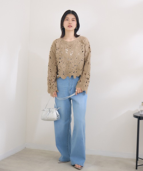 KATHARINE ROSS（キャサリンロス）の「【Pillini/ピリーニ】【接触冷感】【吸水速乾】COOLワイドデニムパンツ（デニムパンツ・レディース・ホワイト/ブルー・SMALL/MEDIUM）」の22枚目の写真