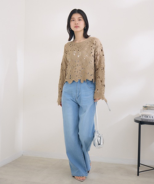 KATHARINE ROSS（キャサリンロス）の「【Pillini/ピリーニ】【接触冷感】【吸水速乾】COOLワイドデニムパンツ（デニムパンツ・レディース・ホワイト/ブルー・SMALL/MEDIUM）」の21枚目の写真