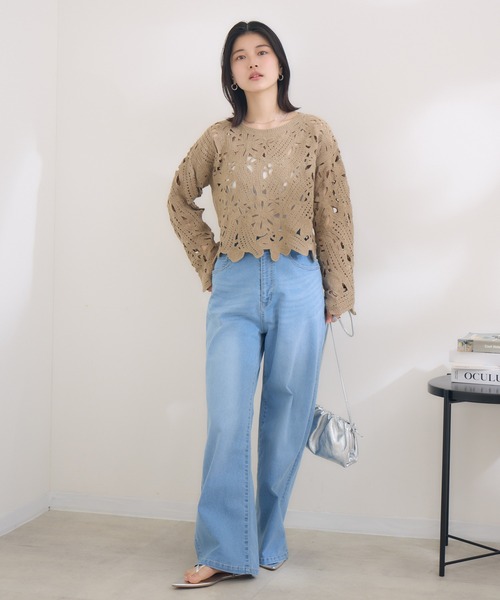 KATHARINE ROSS（キャサリンロス）の「【Pillini/ピリーニ】【接触冷感】【吸水速乾】COOLワイドデニムパンツ（デニムパンツ・レディース・ホワイト/ブルー・SMALL/MEDIUM）」の20枚目の写真