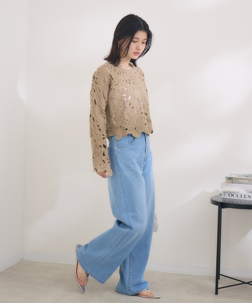 KATHARINE ROSS（キャサリンロス）の「【Pillini/ピリーニ】【接触冷感】【吸水速乾】COOLワイドデニムパンツ（デニムパンツ・レディース・ホワイト/ブルー・SMALL/MEDIUM）」の19枚目の写真