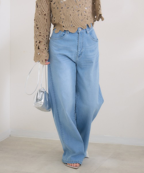 KATHARINE ROSS（キャサリンロス）の「【Pillini/ピリーニ】【接触冷感】【吸水速乾】COOLワイドデニムパンツ（デニムパンツ・レディース・ホワイト/ブルー・SMALL/MEDIUM）」の17枚目の写真