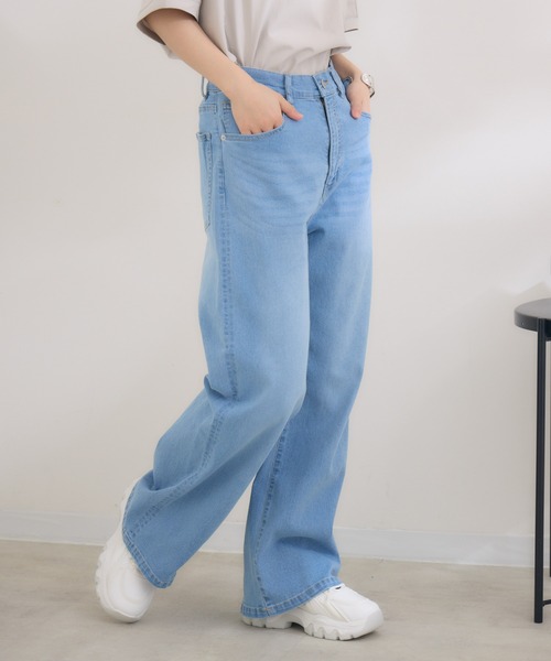 KATHARINE ROSS（キャサリンロス）の「【Pillini/ピリーニ】【接触冷感】【吸水速乾】COOLワイドデニムパンツ（デニムパンツ・レディース・ホワイト/ブルー・SMALL/MEDIUM）」の13枚目の写真