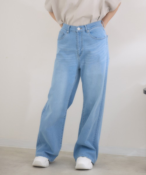 KATHARINE ROSS（キャサリンロス）の「【Pillini/ピリーニ】【接触冷感】【吸水速乾】COOLワイドデニムパンツ（デニムパンツ・レディース・ホワイト/ブルー・SMALL/MEDIUM）」の3枚目の写真