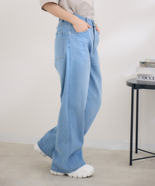 KATHARINE ROSS（キャサリンロス）の「【Pillini/ピリーニ】【接触冷感】【吸水速乾】COOLワイドデニムパンツ（デニムパンツ・レディース・ホワイト/ブルー・SMALL/MEDIUM）」の12枚目の写真