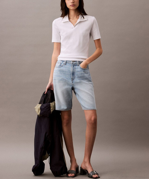 Calvin Klein(カルバン・クライン)の「【Calvin Klein / カルバン クライン】A-slim fit v neck 47AB205(Tシャツ/カットソー・レディース・ホワイト/ピンク・X-SMALL)」の7枚目の写真