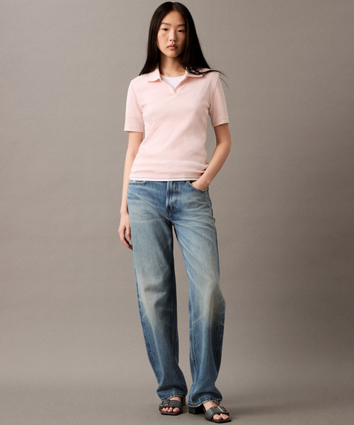 Calvin Klein(カルバン・クライン)の「【Calvin Klein / カルバン クライン】A-slim fit v neck 47AB205(Tシャツ/カットソー・レディース・ホワイト/ピンク・X-SMALL)」の10枚目の写真