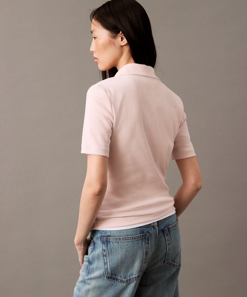 Calvin Klein(カルバン・クライン)の「【Calvin Klein / カルバン クライン】A-slim fit v neck 47AB205(Tシャツ/カットソー・レディース・ホワイト/ピンク・X-SMALL)」の11枚目の写真