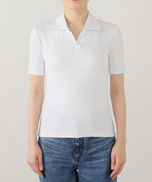Calvin Klein(カルバン・クライン)の「【Calvin Klein / カルバン クライン】A-slim fit v neck 47AB205(Tシャツ/カットソー・レディース・ホワイト/ピンク・X-SMALL)」の15枚目の写真