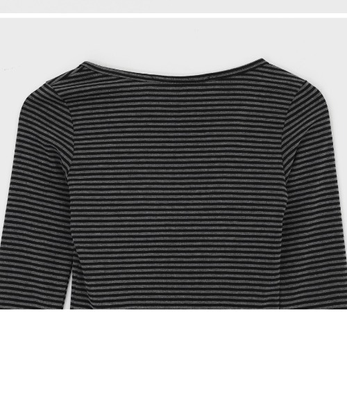 BLACKUP（ブラックアップ）の「[MADE] リンプストライプUネック長袖Tシャツ（Tシャツ/カットソー・レディース・グレー/ブラウン・FREE）」の11枚目の写真