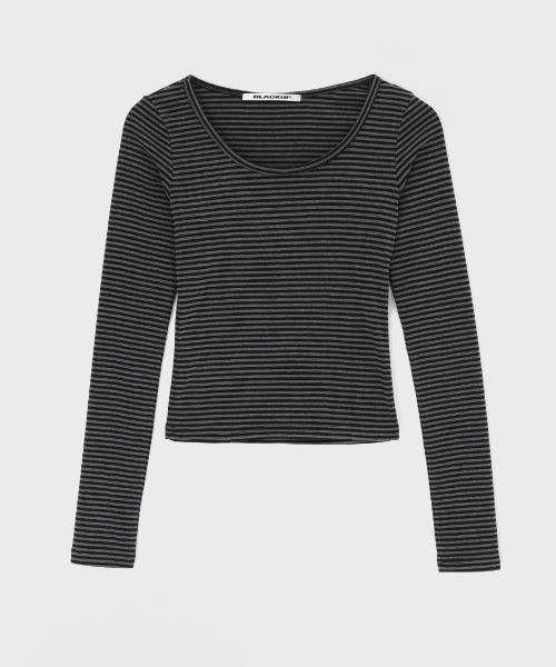BLACKUP（ブラックアップ）の「[MADE] リンプストライプUネック長袖Tシャツ（Tシャツ/カットソー・レディース・グレー/ブラウン・FREE）」の12枚目の写真