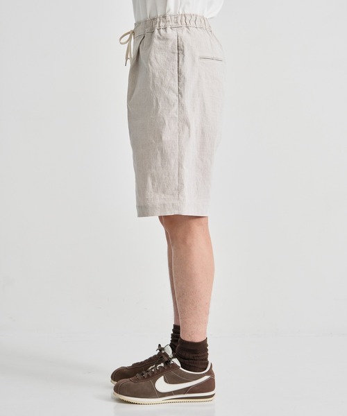 ATON / エイトン】STRETCH NYLON LINEN WIDE 2TUCKED SHORTS