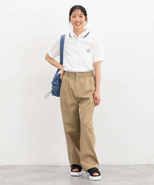 Honeys（ハニーズ）の「【ハニさら・吸水速乾・抗菌防臭・ＵＶカット】半袖刺繍入りポロシャツ（ポロシャツ・レディース・ブラック/ライトブルー/オフホワイト/ネイビー/ピンク・3L/L/LL/M/S）」の15枚目の写真