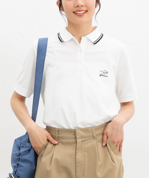 Honeys（ハニーズ）の「【ハニさら・吸水速乾・抗菌防臭・ＵＶカット】半袖刺繍入りポロシャツ（ポロシャツ・レディース・ブラック/ライトブルー/オフホワイト/ネイビー/ピンク・3L/L/LL/M/S）」の16枚目の写真