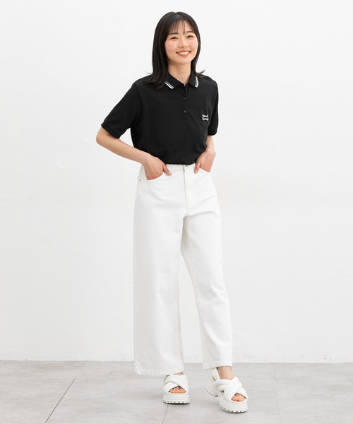 Honeys（ハニーズ）の「【ハニさら・吸水速乾・抗菌防臭・ＵＶカット】半袖刺繍入りポロシャツ（ポロシャツ・レディース・ブラック/ライトブルー/オフホワイト/ネイビー/ピンク・3L/L/LL/M/S）」の17枚目の写真