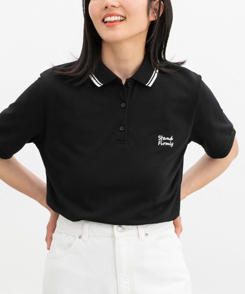 Honeys（ハニーズ）の「【ハニさら・吸水速乾・抗菌防臭・ＵＶカット】半袖刺繍入りポロシャツ（ポロシャツ・レディース・ブラック/ライトブルー/オフホワイト/ネイビー/ピンク・3L/L/LL/M/S）」の18枚目の写真