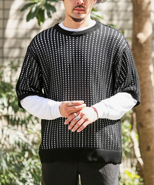 Time is onリンクス フロントパネル ニット 半袖LINKS FRONT LINKS FRONT PANEL S/S】 - Time is on