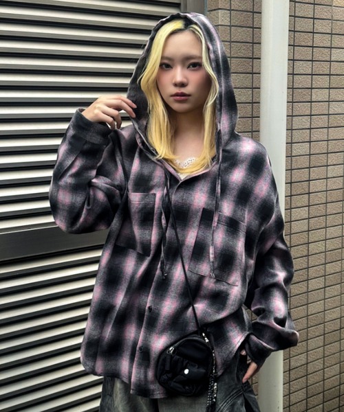 Agem パーカーシャツ　赤チェック LIMITEDオーバーサイズチェックシャツ（RED×RED） | HATSUNEX