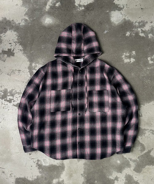 .KOM(ドットコム)の「A'GEM/9 × .kom 『A'gem/エージェム』 フードチェックシャツ(シャツ/ブラウス・レディース・レッド/ブラック/ブルー/イエロー/パープル・FREE)」の13枚目の写真