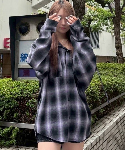 A'GEM/9 × .kom 『A'gem/エージェム』 フードチェックシャツ A'gem│A