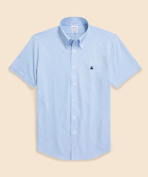 BROOKS BROTHERS(ブルックスブラザーズ)の「スーピマコットン/ポリエステル 46ゲージニット ショートスリーブ カジュアルシャツ Regular Fit(シャツ/ブラウス・メンズ・ライトブルー/ダークネイビー・LARGE/SMALL/X-LARGE/MEDIUM)」の2枚目の写真