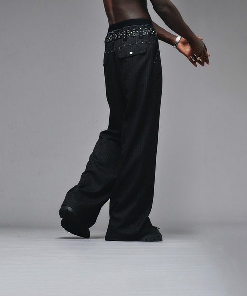 セール】【新色追加】Studs Design Baggy Slacks/ スタッズ