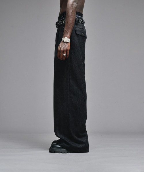 新色追加】Studs Design Baggy Slacks/ スタッズデザインバギー
