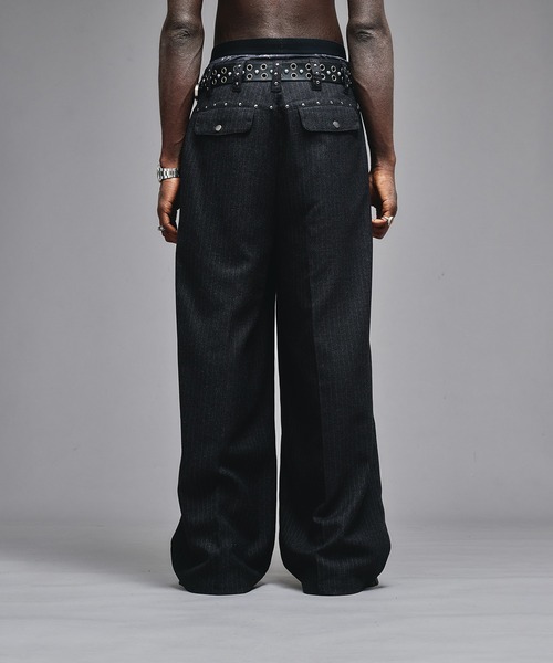 ANDER HUNK Baggy Slacksスタッズバギースラックス 新色追加】Studs Design Baggy Slacks/ スタッズデザインバギー
