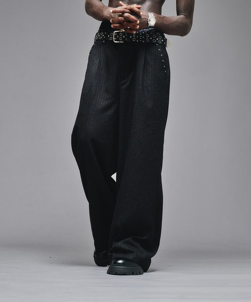 新色追加】Studs Design Baggy Slacks/ スタッズデザインバギー