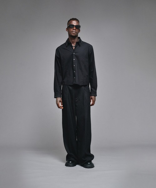 セール】【新色追加】Studs Design Baggy Slacks/ スタッズ