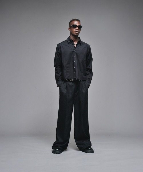 【ANDER HUNK】スタッズデザインバギースラックス 新色追加】Studs Design Baggy Slacks/ スタッズデザインバギー