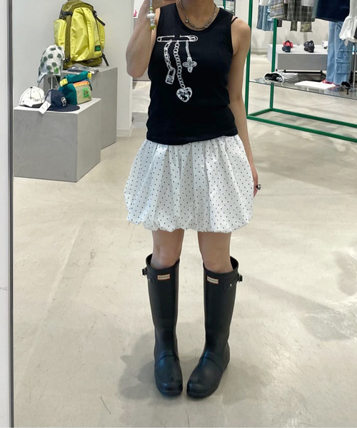 Oriens JOURNAL STANDARD(オリエンス ジャーナルスタンダード)の「バルーンドット ミニスカート(スカート・レディース・ホワイト/ネイビー・FREE)」の1枚目の写真