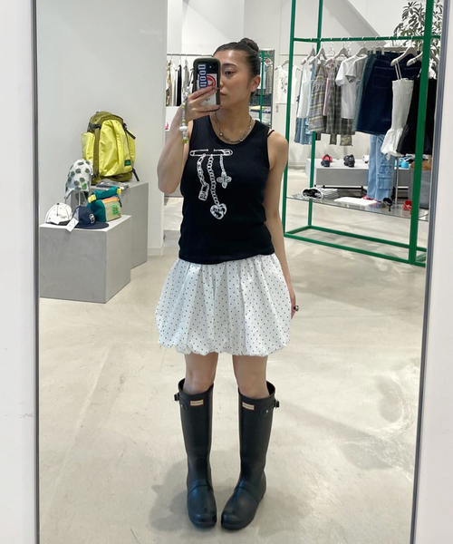 Oriens JOURNAL STANDARD(オリエンス ジャーナルスタンダード)の「バルーンドット ミニスカート(スカート・レディース・ホワイト/ネイビー・FREE)」の3枚目の写真