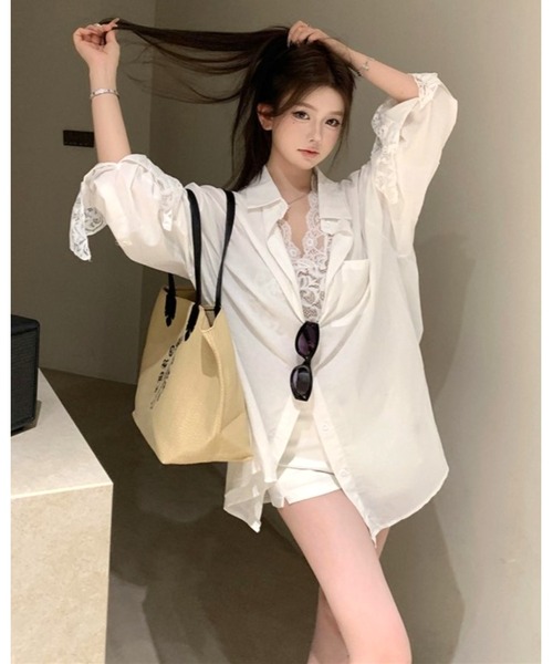 FUNdaysion(ファンデイション)の「インナーレース×シャツアンサンブル(アンサンブル・レディース・ホワイト・M)」の12枚目の写真