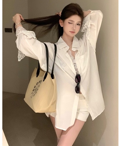 FUNdaysion(ファンデイション)の「インナーレース×シャツアンサンブル(アンサンブル・レディース・ホワイト・M)」の11枚目の写真