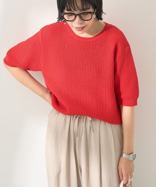 Ameri VINTAGE - 【NNNy】即完売！ラベルリボン付半袖ニット赤 アメリ☆半袖リボン付赤ニット - メルカリ