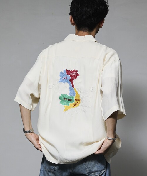 HINSON(ヒンソン)の「HINSON/ヒンソン レーヨン スーベニアシャツ/ベトジャン刺繍デザイン/リラックスフィット(シャツ/ブラウス・メンズ・ブラック/オフホワイト/オリーブ・MEDIUM/LARGE)」の12枚目の写真