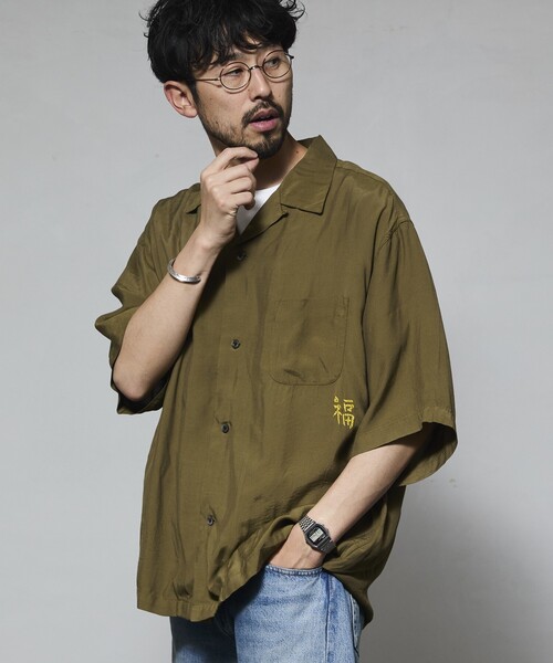 HINSON(ヒンソン)の「HINSON/ヒンソン レーヨン スーベニアシャツ/ベトジャン刺繍デザイン/リラックスフィット(シャツ/ブラウス・メンズ・ブラック/オフホワイト/オリーブ・MEDIUM/LARGE)」の15枚目の写真
