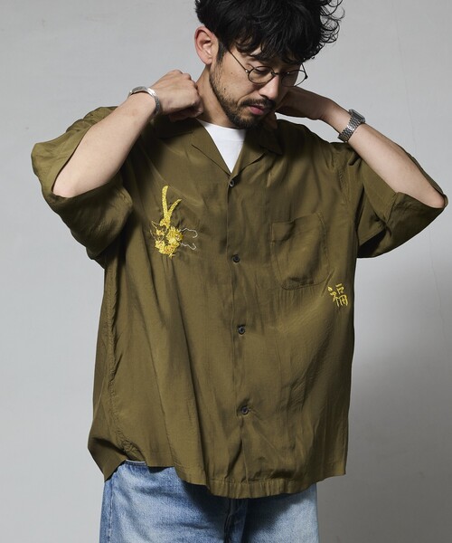 HINSON(ヒンソン)の「HINSON/ヒンソン レーヨン スーベニアシャツ/ベトジャン刺繍デザイン/リラックスフィット(シャツ/ブラウス・メンズ・ブラック/オフホワイト/オリーブ・MEDIUM/LARGE)」の17枚目の写真