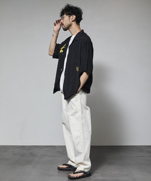 HINSON(ヒンソン)の「HINSON/ヒンソン レーヨン スーベニアシャツ/ベトジャン刺繍デザイン/リラックスフィット(シャツ/ブラウス・メンズ・ブラック/オフホワイト/オリーブ・MEDIUM/LARGE)」の22枚目の写真