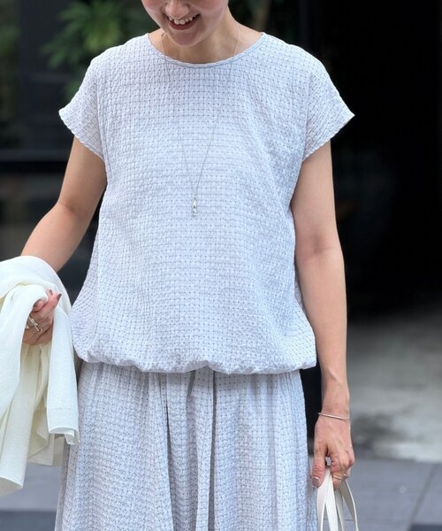 BEARDSLEY(ビアズリー)の「シアーチェックフレンチブラウス(シャツ/ブラウス・レディース・ライトグレー/ダークグレー・FREE)」の7枚目の写真