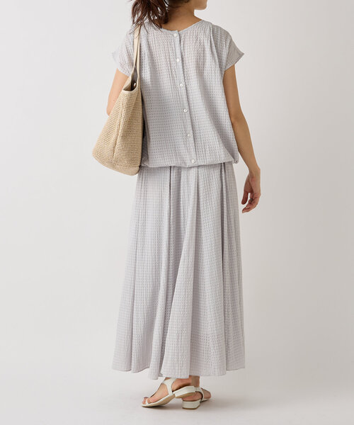 BEARDSLEY(ビアズリー)の「シアーチェックフレンチブラウス(シャツ/ブラウス・レディース・ライトグレー/ダークグレー・FREE)」の14枚目の写真