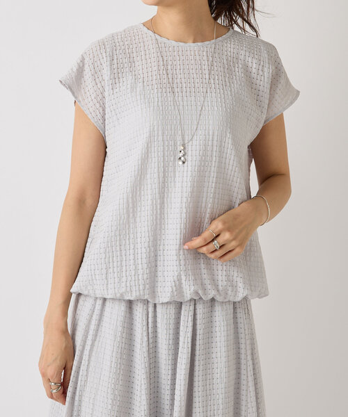 BEARDSLEY(ビアズリー)の「シアーチェックフレンチブラウス(シャツ/ブラウス・レディース・ライトグレー/ダークグレー・FREE)」の13枚目の写真