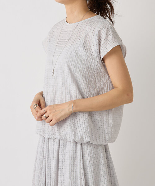 BEARDSLEY(ビアズリー)の「シアーチェックフレンチブラウス(シャツ/ブラウス・レディース・ライトグレー/ダークグレー・FREE)」の12枚目の写真