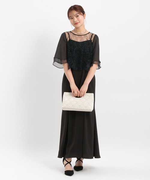 Andemiu（アンデミュウ）の「【2点セット】シシュウブラウス×キャミドレス490987（ドレス・レディース・ブラック/ブラウン/スモーキーグリーン系8・MEDIUM/SMALL）」の4枚目の写真