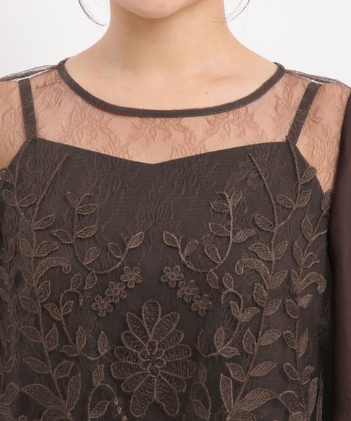 Andemiu（アンデミュウ）の「【2点セット】シシュウブラウス×キャミドレス490987（ドレス・レディース・ブラック/ブラウン/スモーキーグリーン系8・MEDIUM/SMALL）」の9枚目の写真