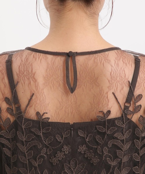 Andemiu（アンデミュウ）の「【2点セット】シシュウブラウス×キャミドレス490987（ドレス・レディース・ブラック/ブラウン/スモーキーグリーン系8・MEDIUM/SMALL）」の11枚目の写真