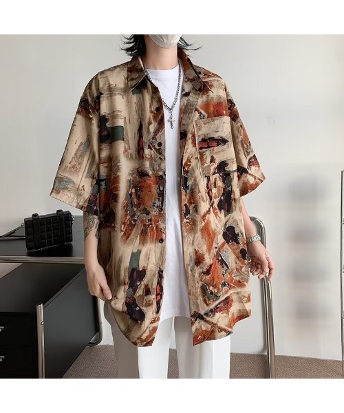 /Bling leads/ Oversize Aloha‑style aloha shirt