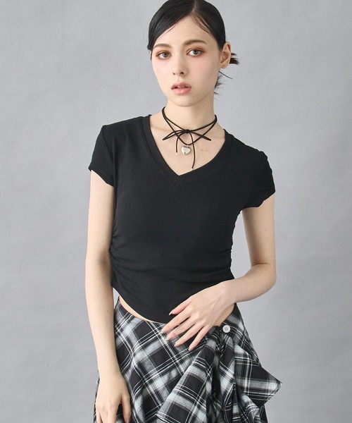 ANAP(アナップ)の「裾ギャザー Vネック Tシャツ(Tシャツ/カットソー・レディース・カーキ/ホワイト/ブラック・FREE)」の19枚目の写真